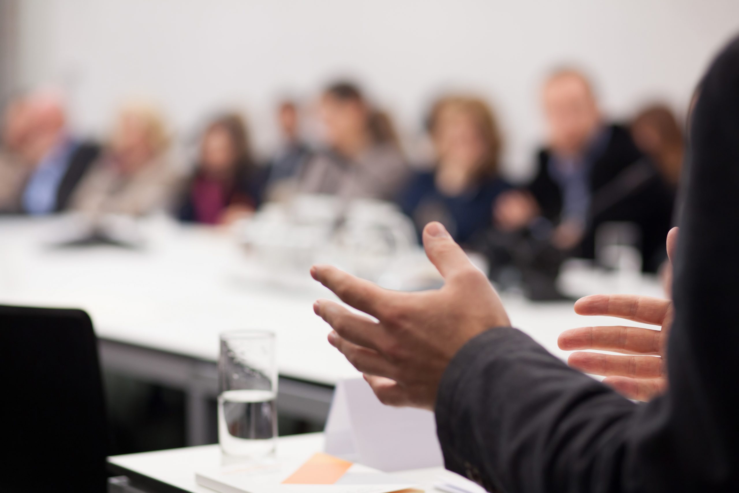 man having presentation at seminar