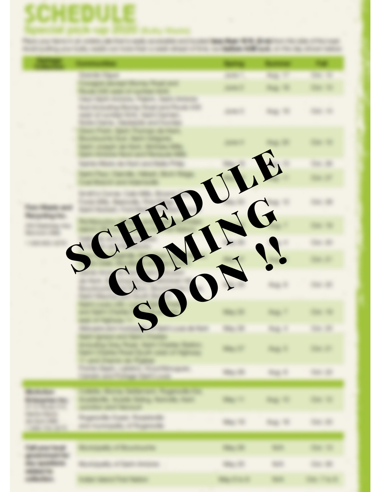 Schedule coming soon!!